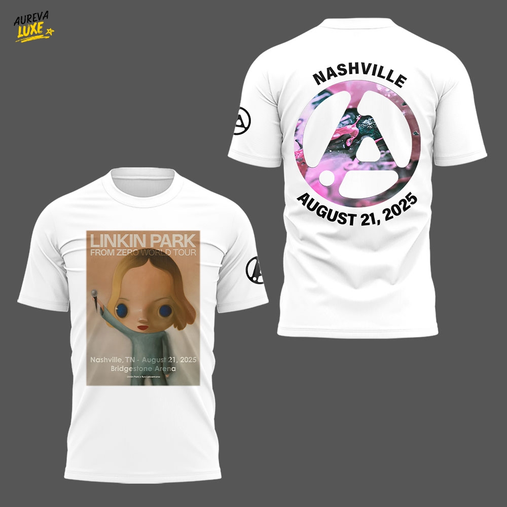 Linkin Park x Nashville From Zero World Tour 2025 White Shirt Linkin Park x Nashville From Zero World Tour 2025 White Shirt
