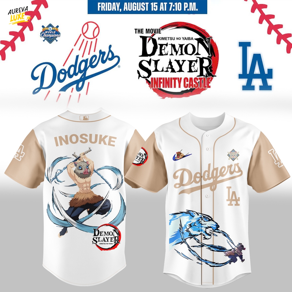 Los Angeles Dodgers Demon Slayer Hashibira Inosuke Jersey 2025 Los Angeles Dodgers Demon Slayer Hashibira Inosuke Jersey 2025