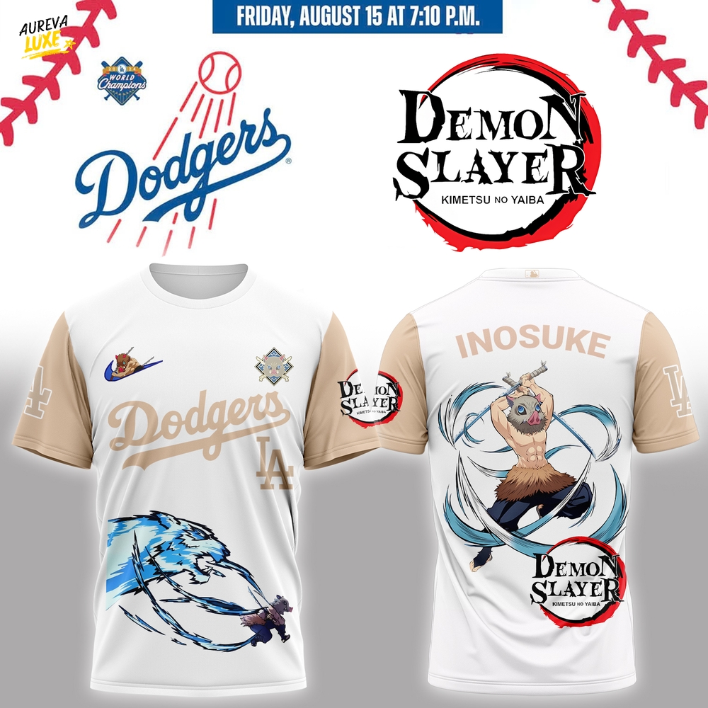 Los Angeles Dodgers Demon Slayer Hashibira Inosuke Jersey 2025 Tshirt Los Angeles Dodgers Demon Slayer Hashibira Inosuke Jersey 2025 Tshirt