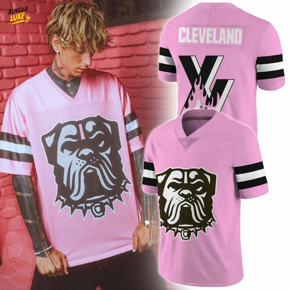 Machine Gun Kelly x Cleveland Special Pink Football Jersey Machine Gun Kelly x Cleveland Special Pink Football Jersey