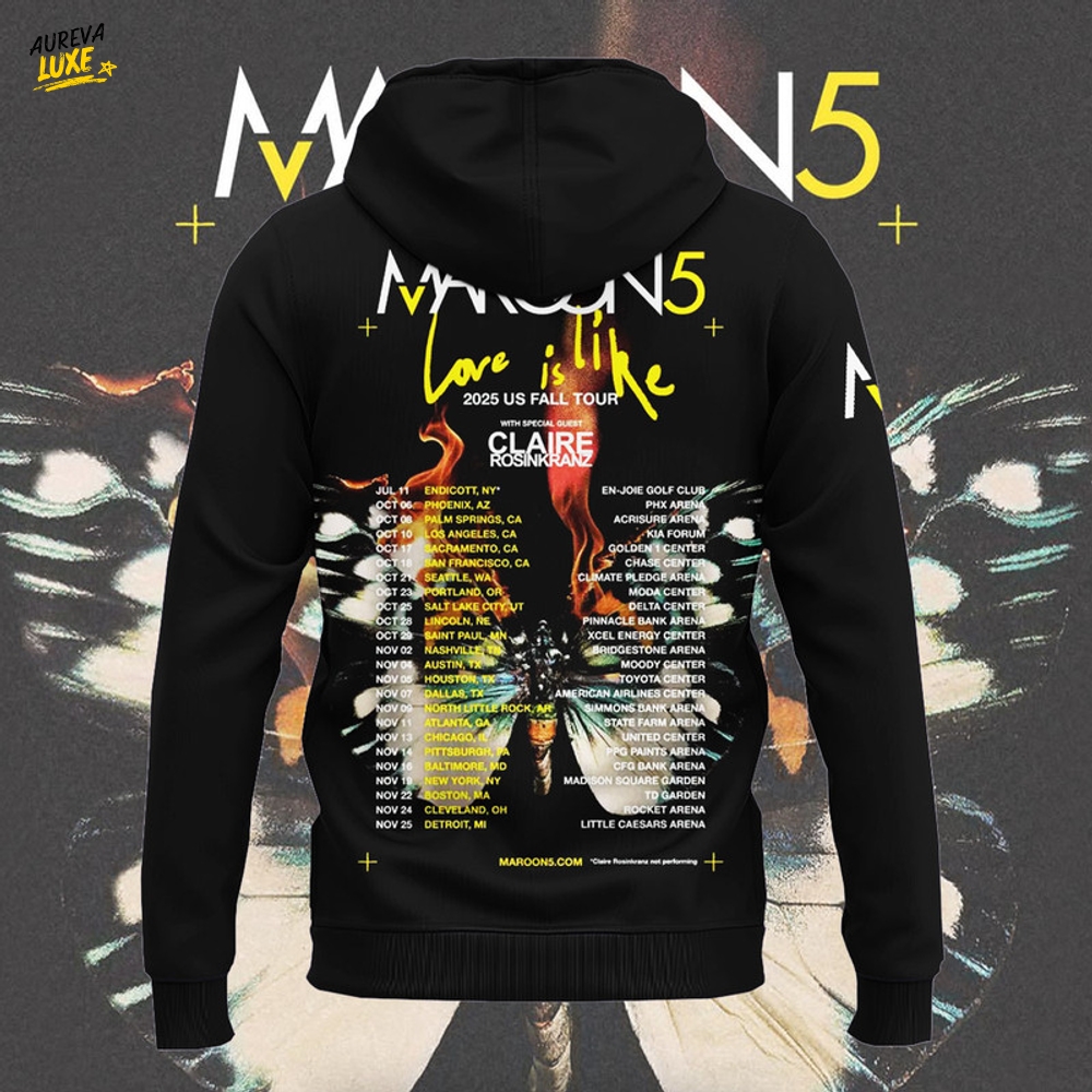 Maroon 5 Love Is Like 2025 US Fall Tour Special Hoodie Maroon 5 Love Is Like 2025 US Fall Tour Special Hoodie