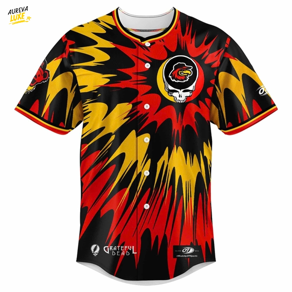 Rochester Red Wings x Grateful Dead Night Special Baseball Jersey Rochester Red Wings x Grateful Dead Night Special Baseball Jersey