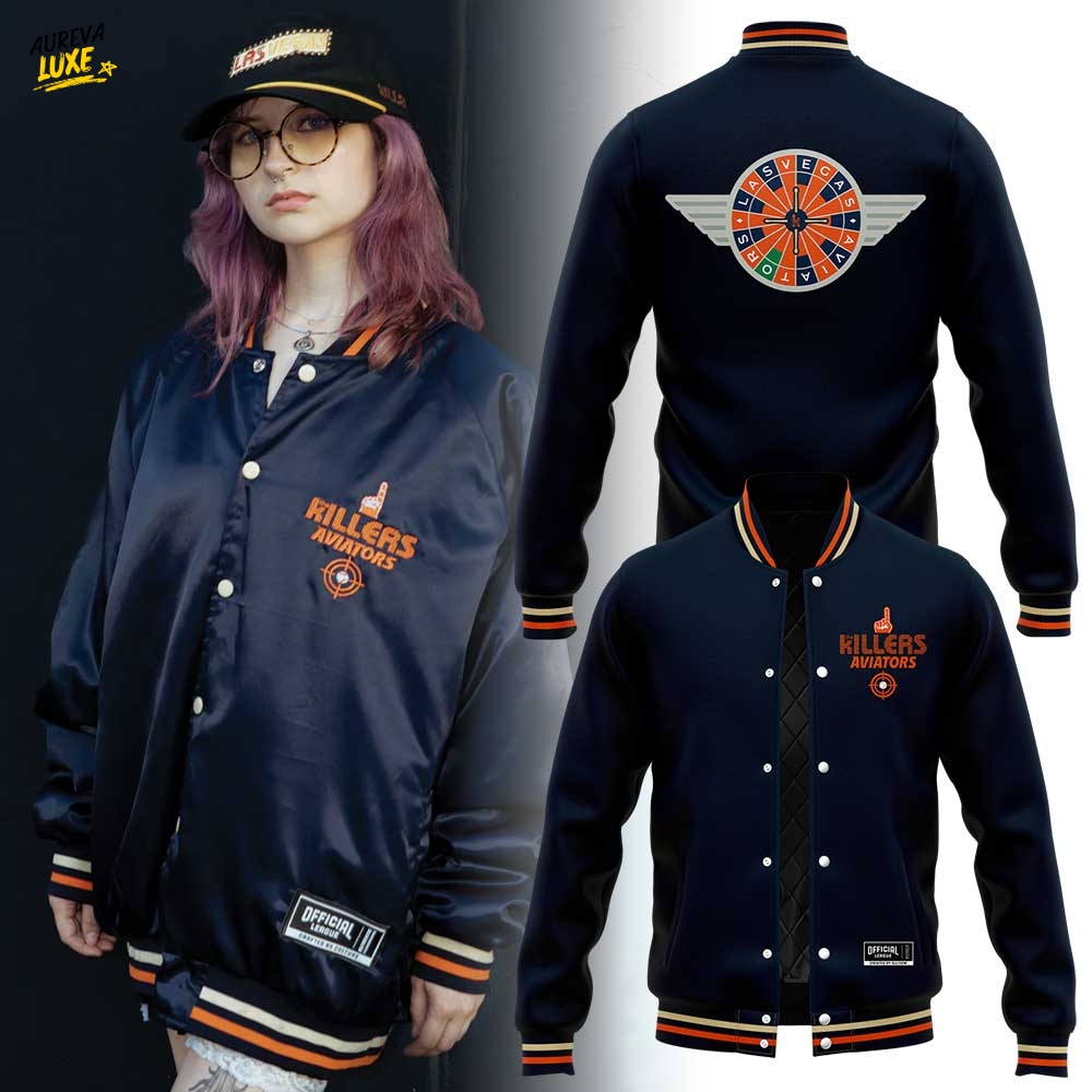 The Killers x Las Vegas Aviators Navy Satin Limited Edition Jacket The Killers x Las Vegas Aviators Navy Satin Limited Edition Jacket
