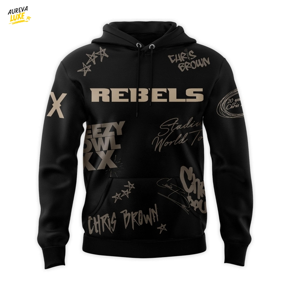 UNLV Rebels Football x Chris Brown Breezy Bowl XX Tour 2025 Black Hoodie UNLV Rebels Football x Chris Brown Breezy Bowl XX Tour 2025 Black Hoodie