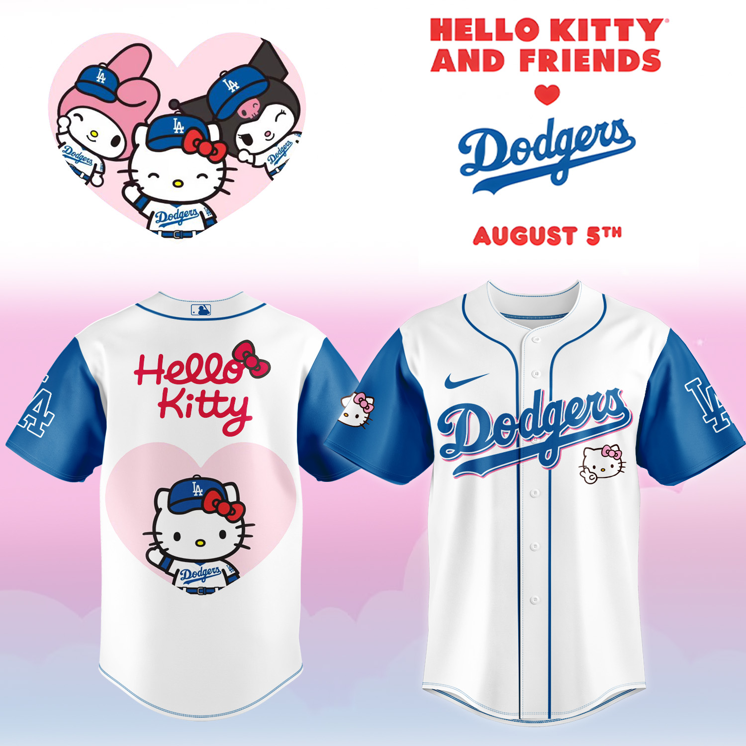 Los Angeles Dodgers x Hello Kitty Night Blue Kitty Jersey 2025 Los Angeles Dodgers x Hello Kitty Night Blue Kitty Jersey 2025