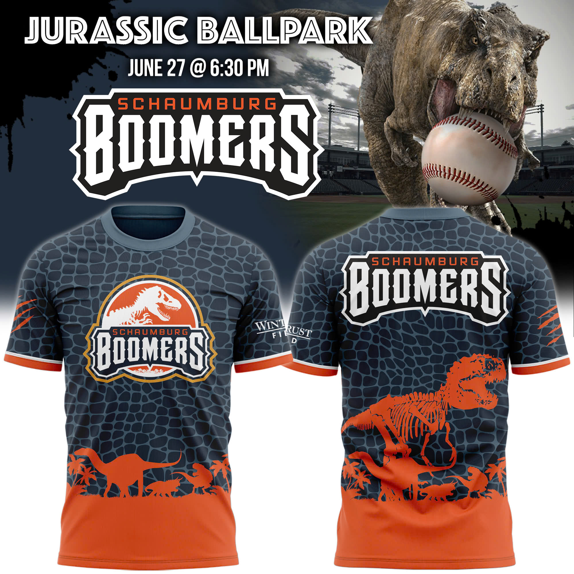 Schaumburg Boomers x Jurassic Ballpark 2025 Hoodie Schaumburg Boomers x Jurassic Ballpark 2025 Hoodie