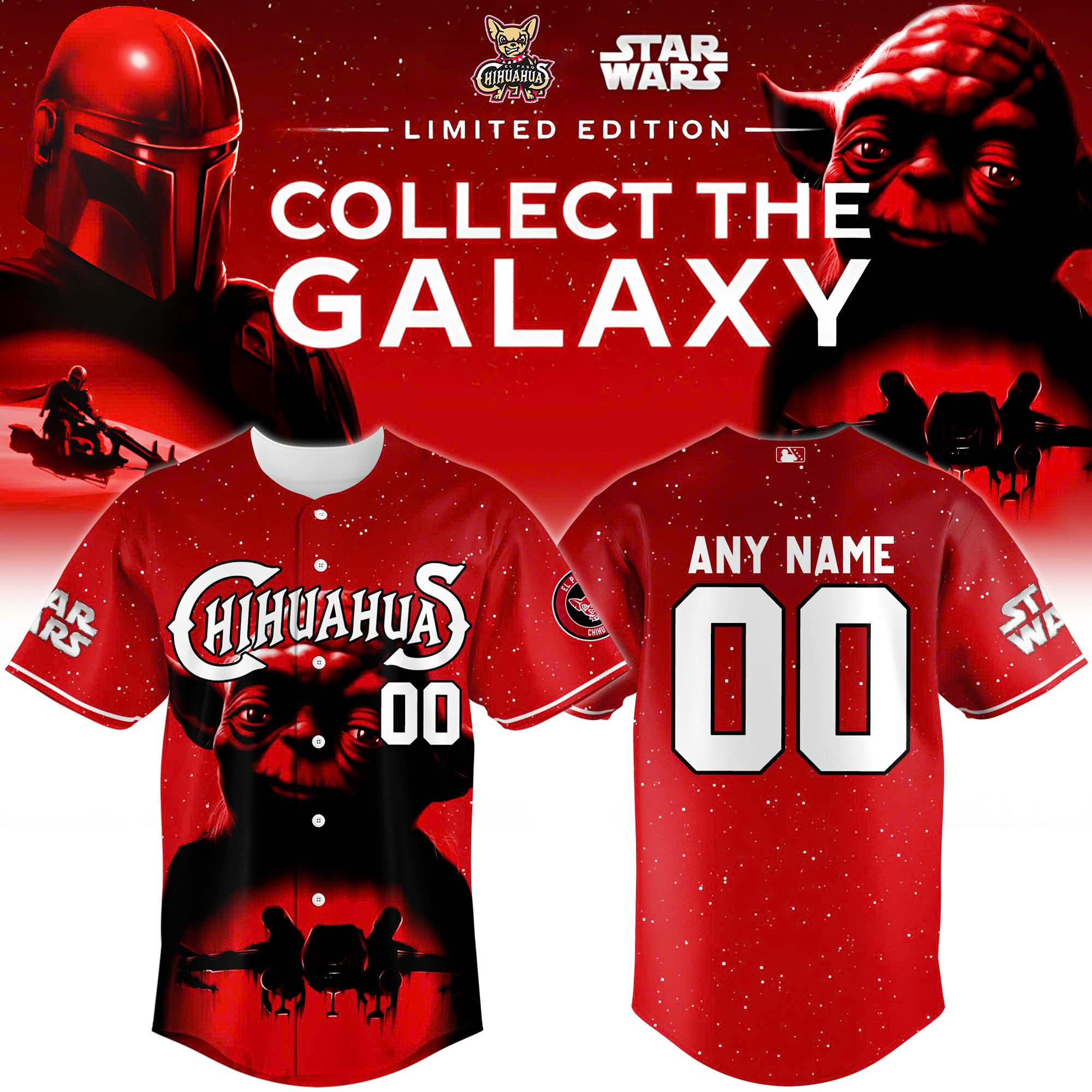 El Paso Chihuahuas x Star Wars Baseball Jersey 2025 Yoda El Paso Chihuahuas x Star Wars Baseball Jersey 2025 Yoda