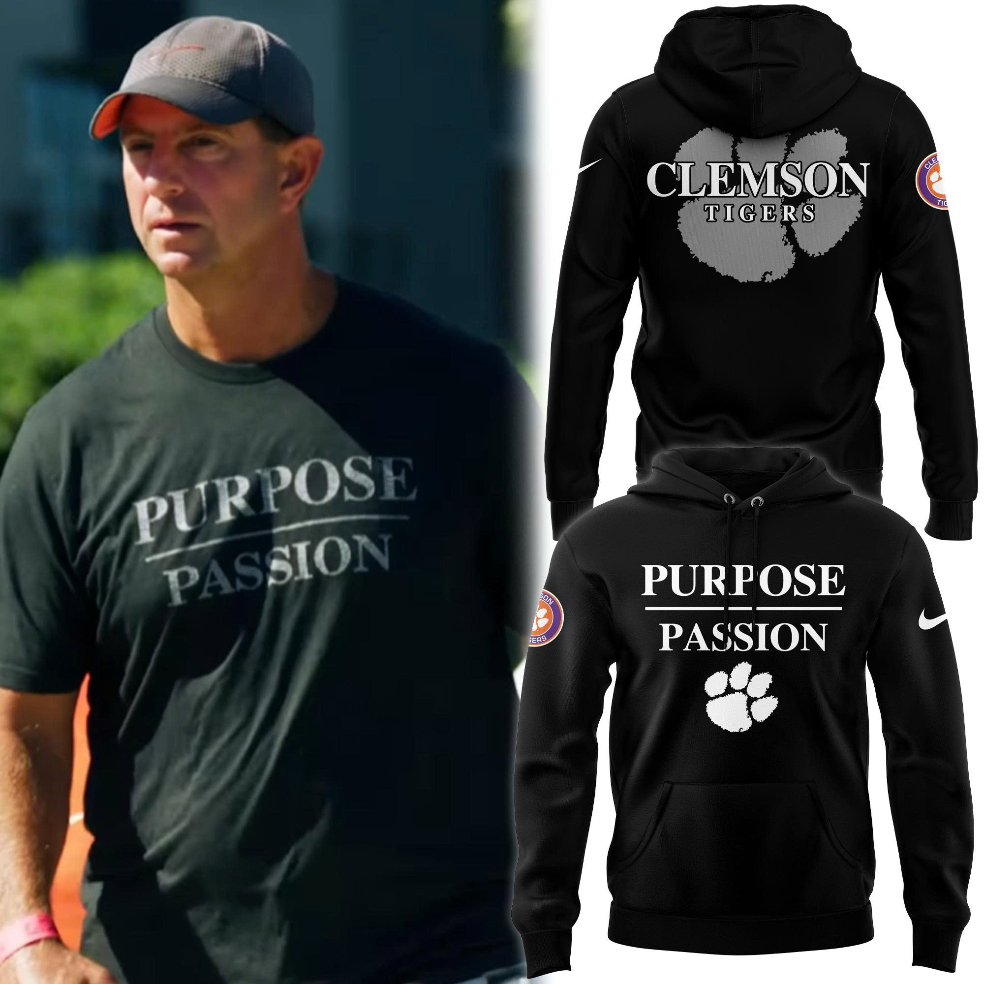 Dabo Swinney Clemson Tigers Purpose/Passion Hoodie Set 2025 Dabo Swinney Clemson Tigers Purpose/Passion Hoodie Set 2025