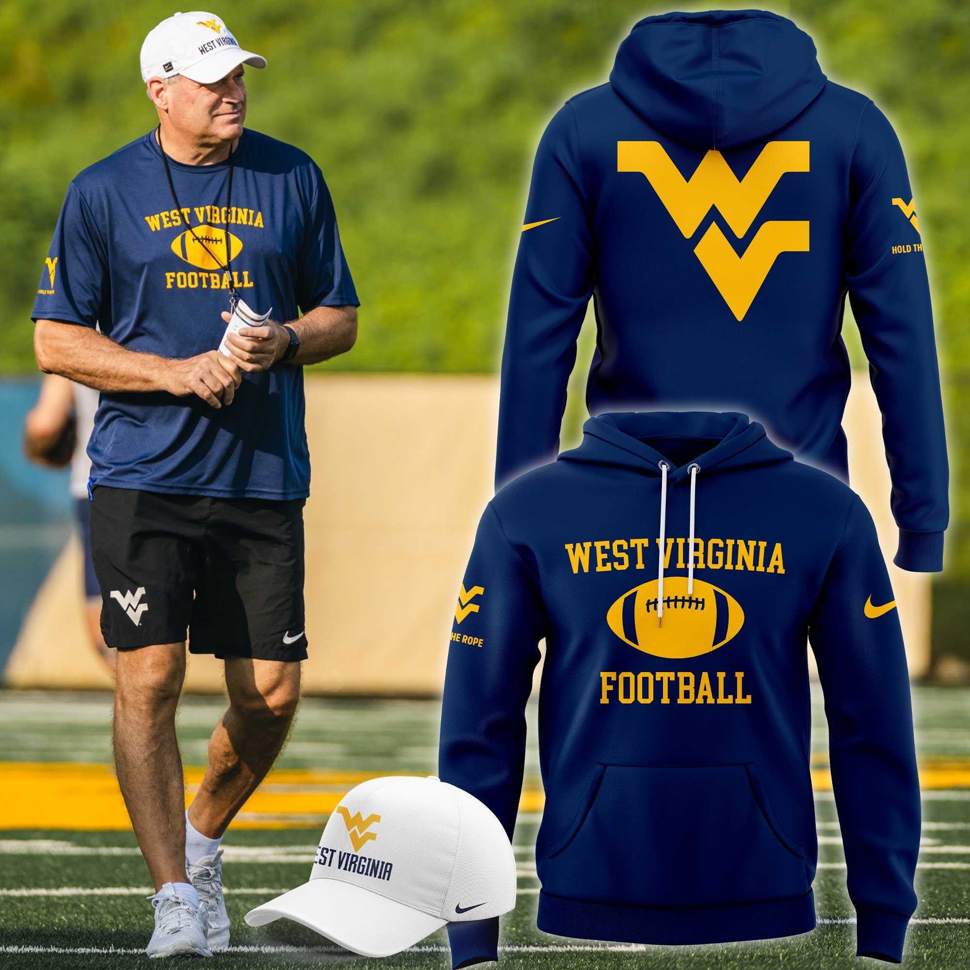 Rich Rodriguez West Virginia Mountaineers Football 2025 Hoodie Set Rich Rodriguez West Virginia Mountaineers Football 2025 Hoodie Set