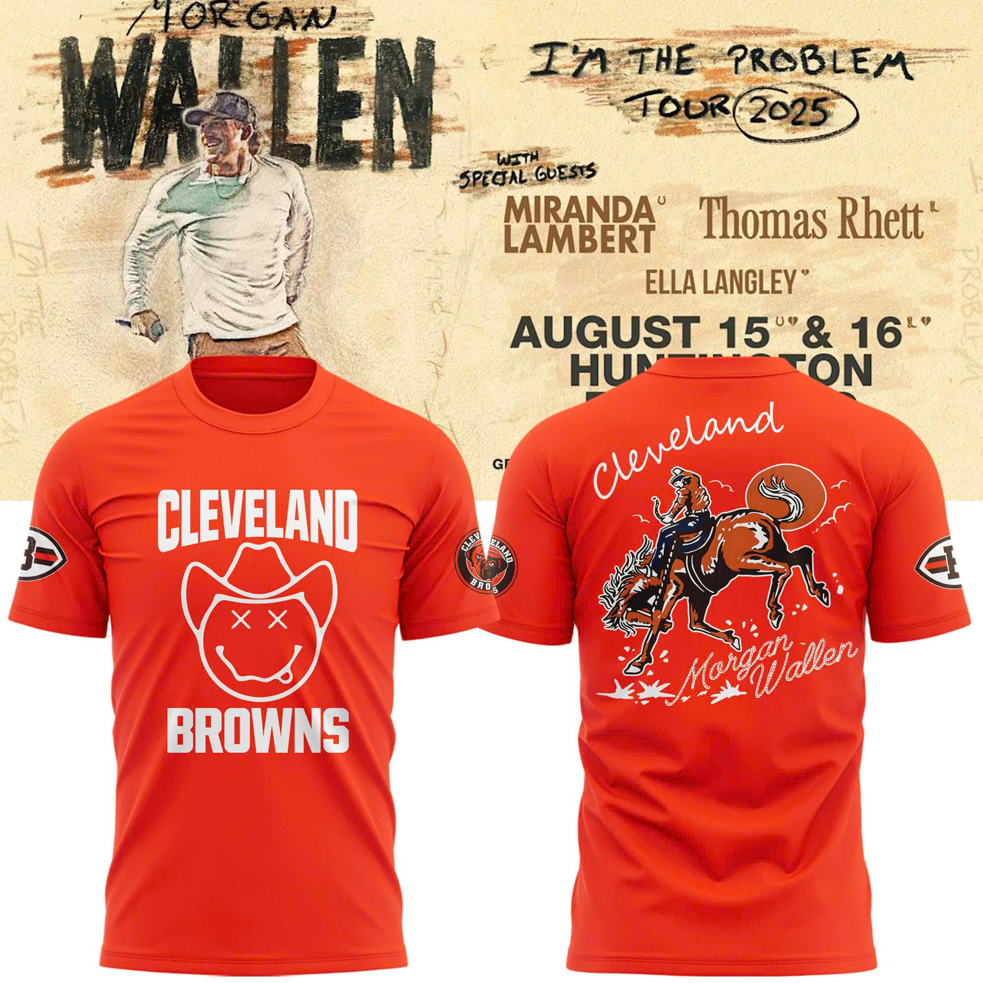 Cleveland Browns x Morgan Wallen Tour 2025 Orange Shirt Cleveland Browns x Morgan Wallen Tour 2025 Orange Shirt