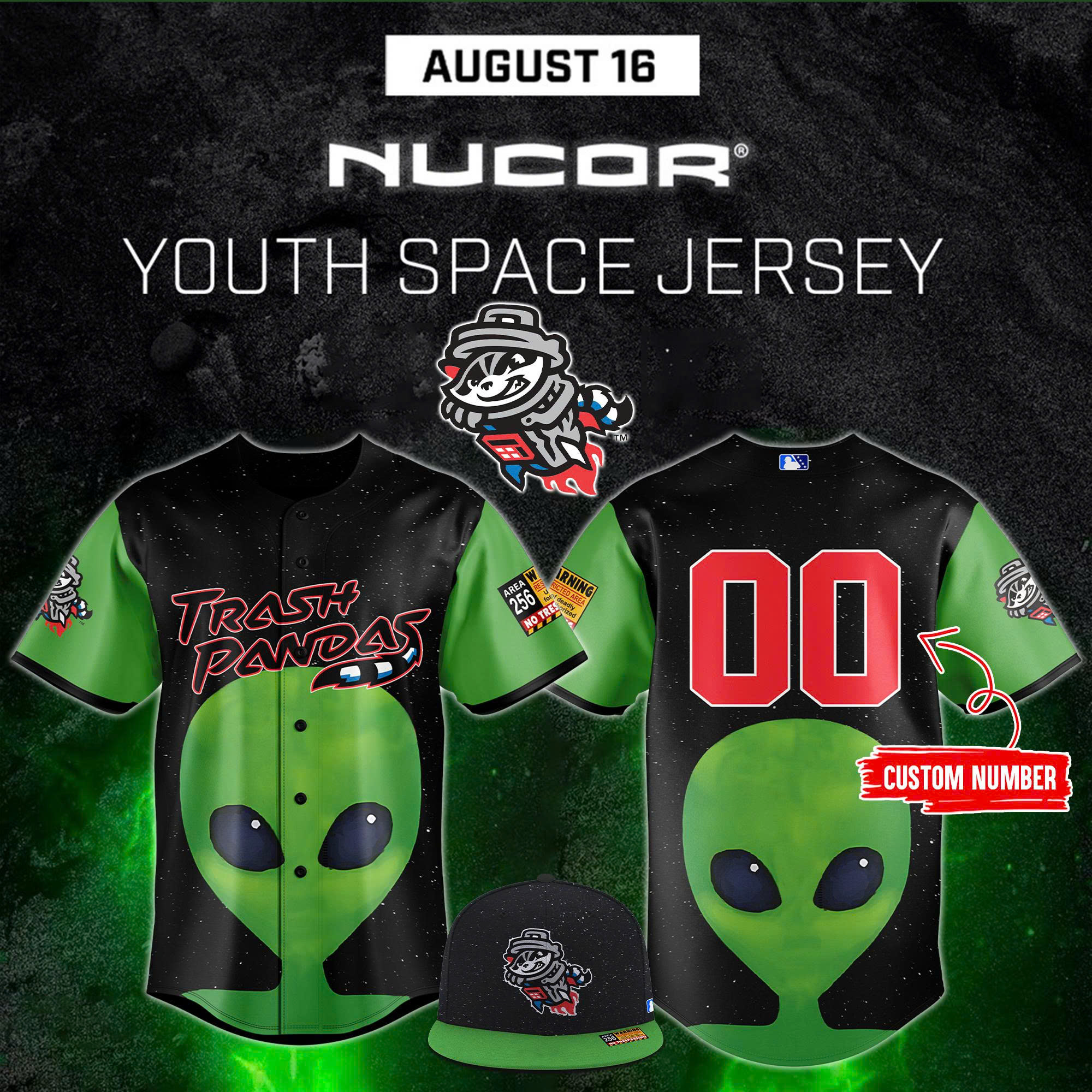 Rocket City Trash Pandas Youth Space Jersey Custom Baseball Jersey Rocket City Trash Pandas Youth Space Jersey Custom Baseball Jersey