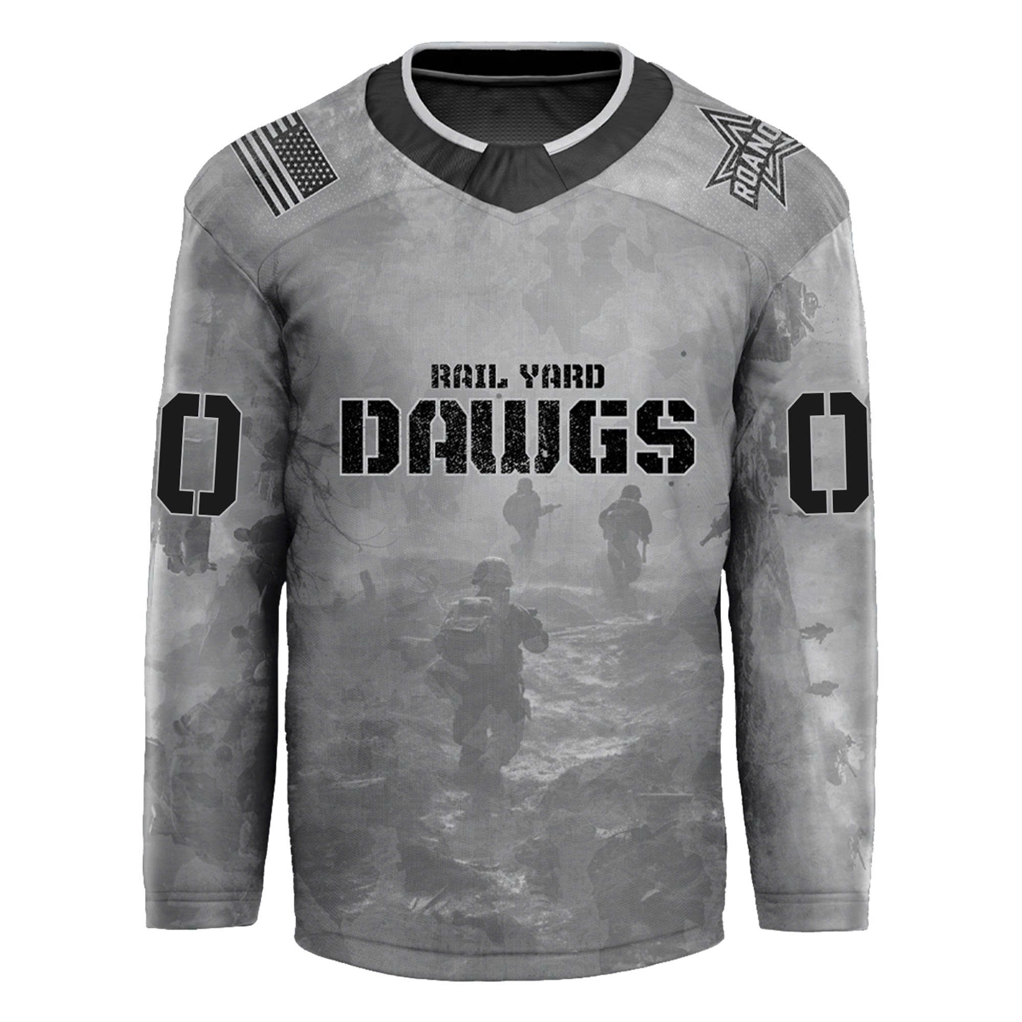 Roanoke Rail Yard Dawgs x Military Night 2025 Custom Hockey Jersey Roanoke Rail Yard Dawgs x Military Night 2025 Custom Hockey Jersey