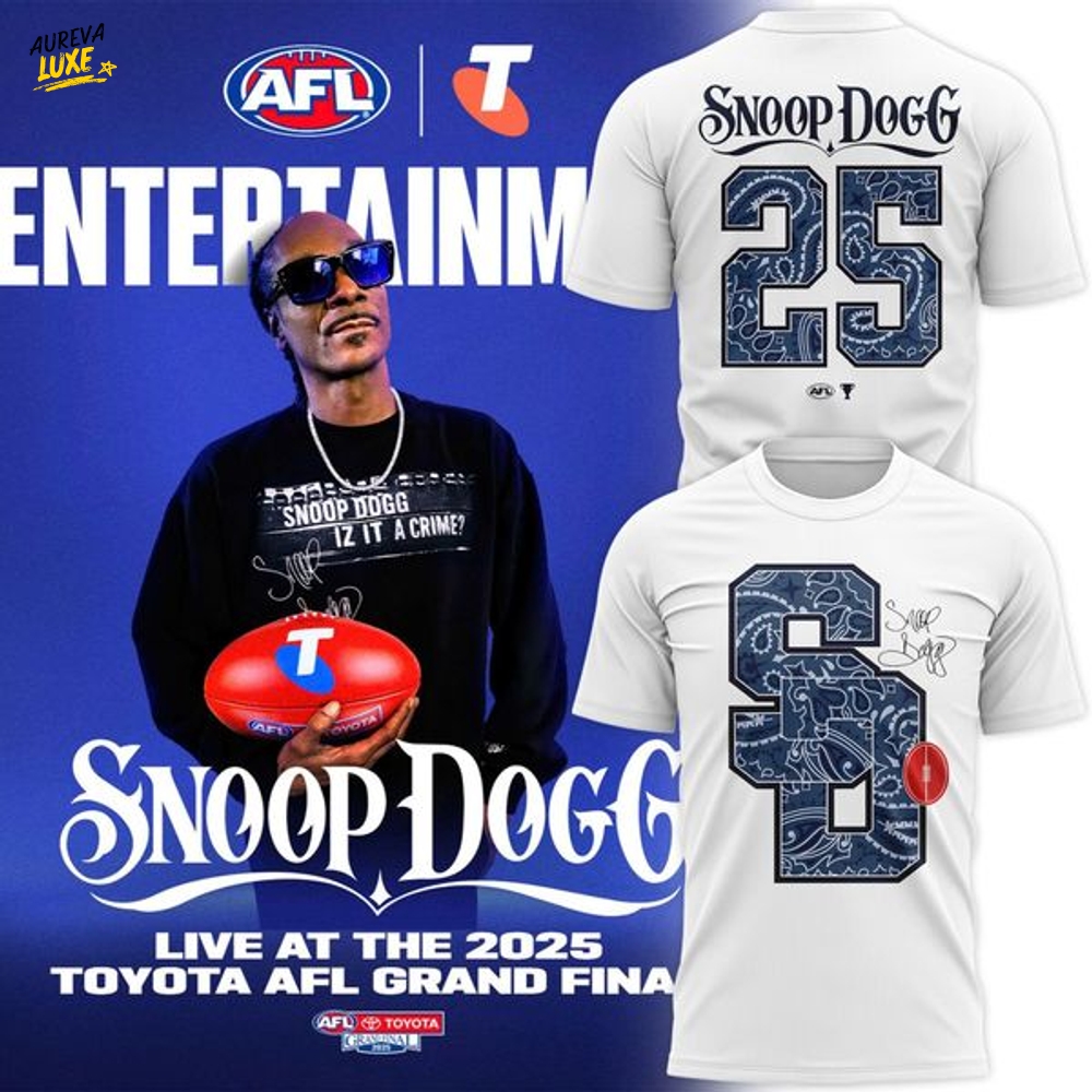 AFL Grand Final 2025 Snoop Dogg T-shirt - White AFL Grand Final 2025 Snoop Dogg T-shirt - White