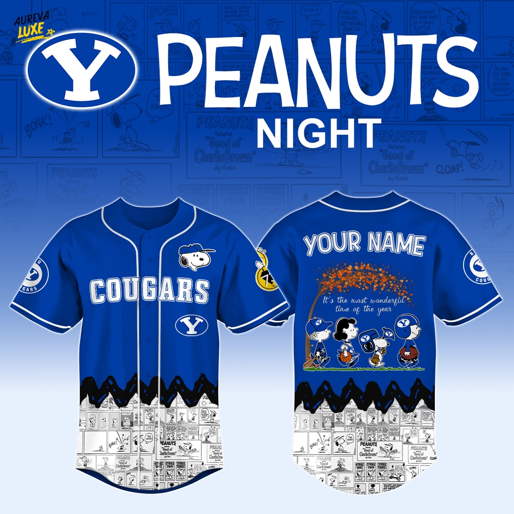 BYU Cougars x Peanuts – The Ultimate Crossover Jersey-3D Baseball Jersey BYU Cougars x Peanuts – The Ultimate Crossover Jersey-3D Baseball Jersey