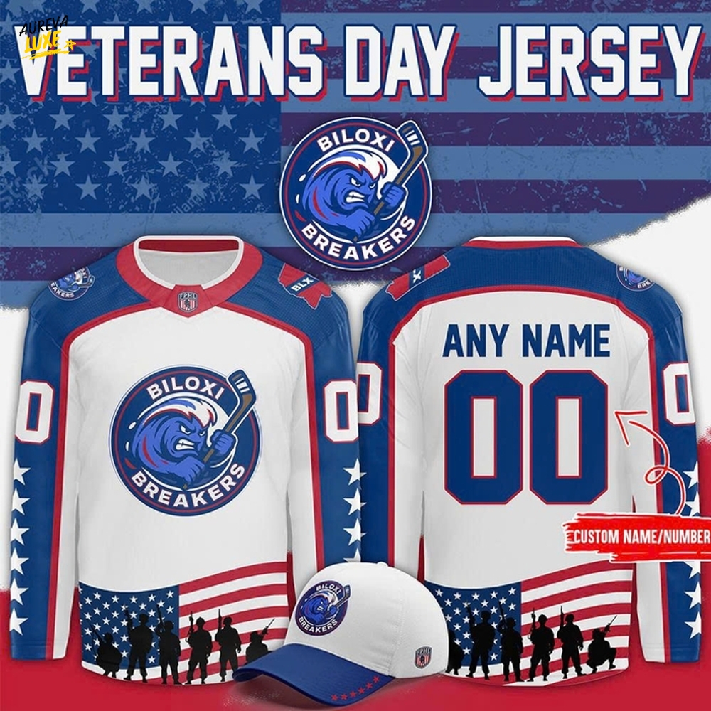 Biloxi Breakers Veterans Day 2025 Hockey Jersey Biloxi Breakers Veterans Day 2025 Hockey Jersey