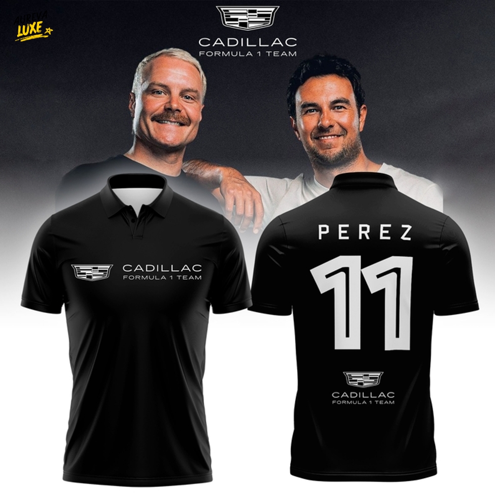 Cadillac Formula 1 Team Sergio Perez Black Polo Shirt Cadillac Formula 1 Team Sergio Perez Black Polo Shirt