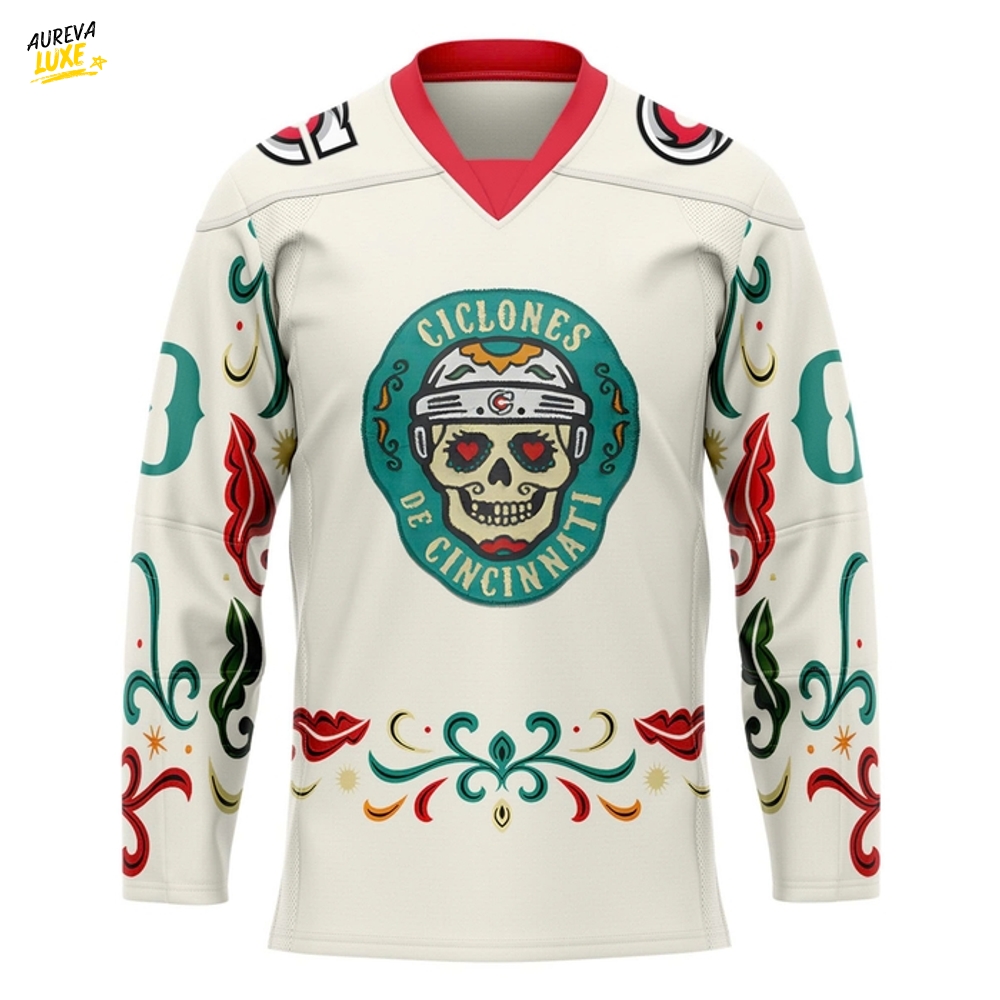 Cincinnati Cyclones X Day of the Dead 2025 Custom Hockey Jersey Cincinnati Cyclones X Day of the Dead 2025 Custom Hockey Jersey