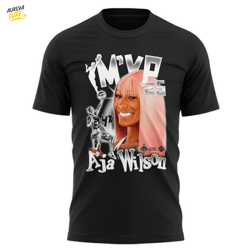 Las Vegas Aces '' A'Ja Wilson MVP ''2025 Black T-Shirt Las Vegas Aces '' A'Ja Wilson MVP ''2025 Black T-Shirt