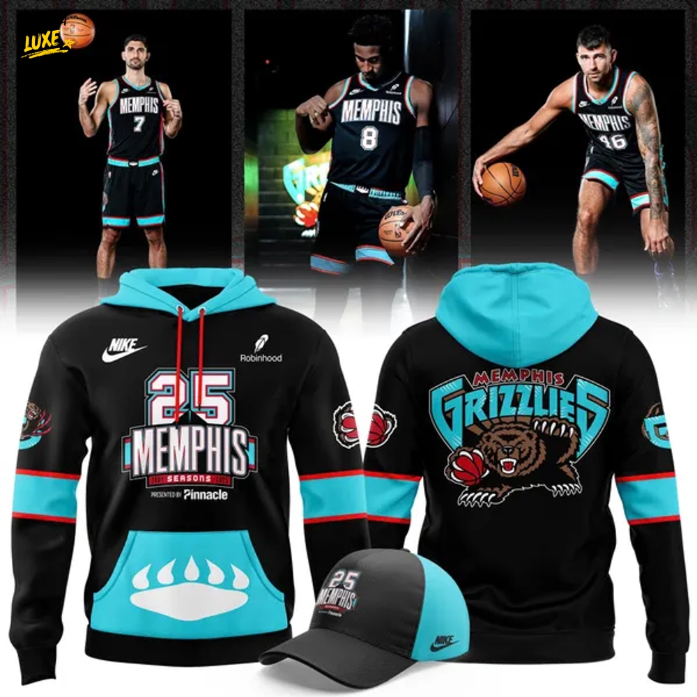 Memphis Grizzlies 25th Anniversary Classic Uniform 2025 Hoodie Back in Black Memphis Grizzlies 25th Anniversary Classic Uniform 2025 Hoodie Back in Black