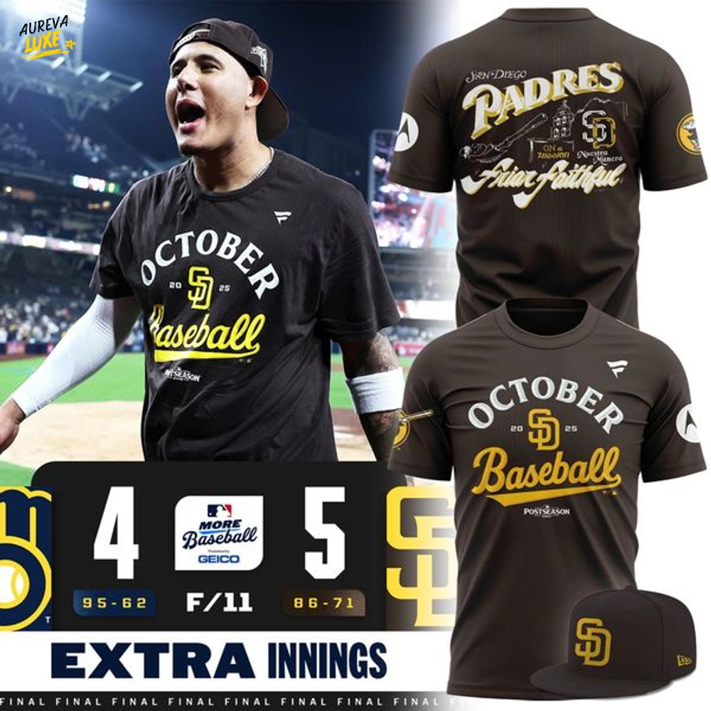 Men's San Diego Padres Brown 2025 MLB Postseason Locker Room T-shirt Men's San Diego Padres Brown 2025 MLB Postseason Locker Room T-shirt