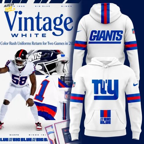 New York Giants Vintage White Hoodie 2025
