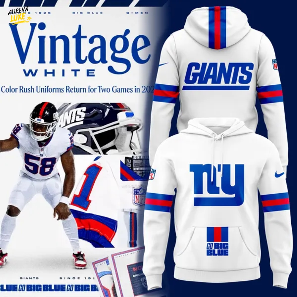 New York Giants Vintage White Hoodie 2025 New York Giants Vintage White Hoodie 2025