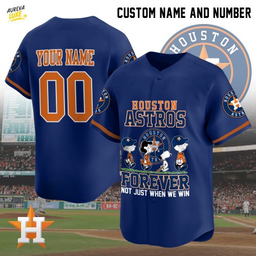 Peanuts Houston Astros Forever-3D Baseball Jersey