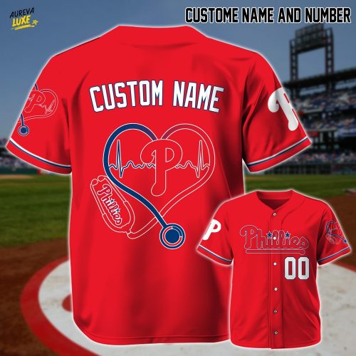 Personalized Philadelphia Phillies x Nurse Heartbeat-3D Baseball Jersey