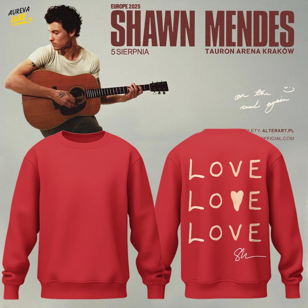 Shawn Mendes "On The Road Again" Special Red Hoodie Shawn Mendes "On The Road Again" Special Red Hoodie