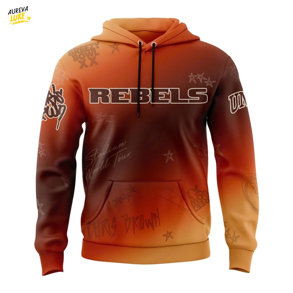 UNLV Rebels x Chris Brown Breezy Bowl XX Tour 2025 Hoodie - Orange UNLV Rebels x Chris Brown Breezy Bowl XX Tour 2025 Hoodie - Orange