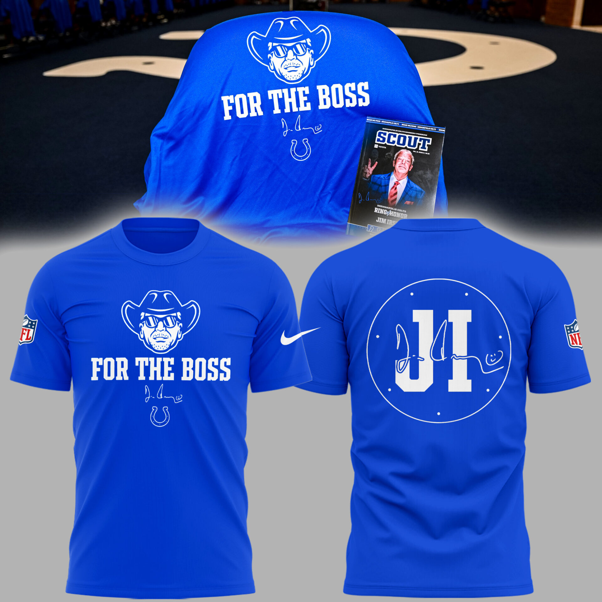 Indianapolis Colts In honor of Jim âÂÂFor The Bossâ Blue Shirt Indianapolis Colts In honor of Jim âÂÂFor The Bossâ Blue Shirt