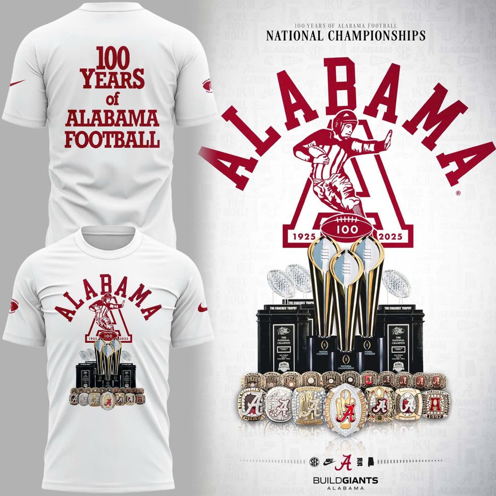 100 Years of Alabama Crimson Tide Football Shirt 2025
