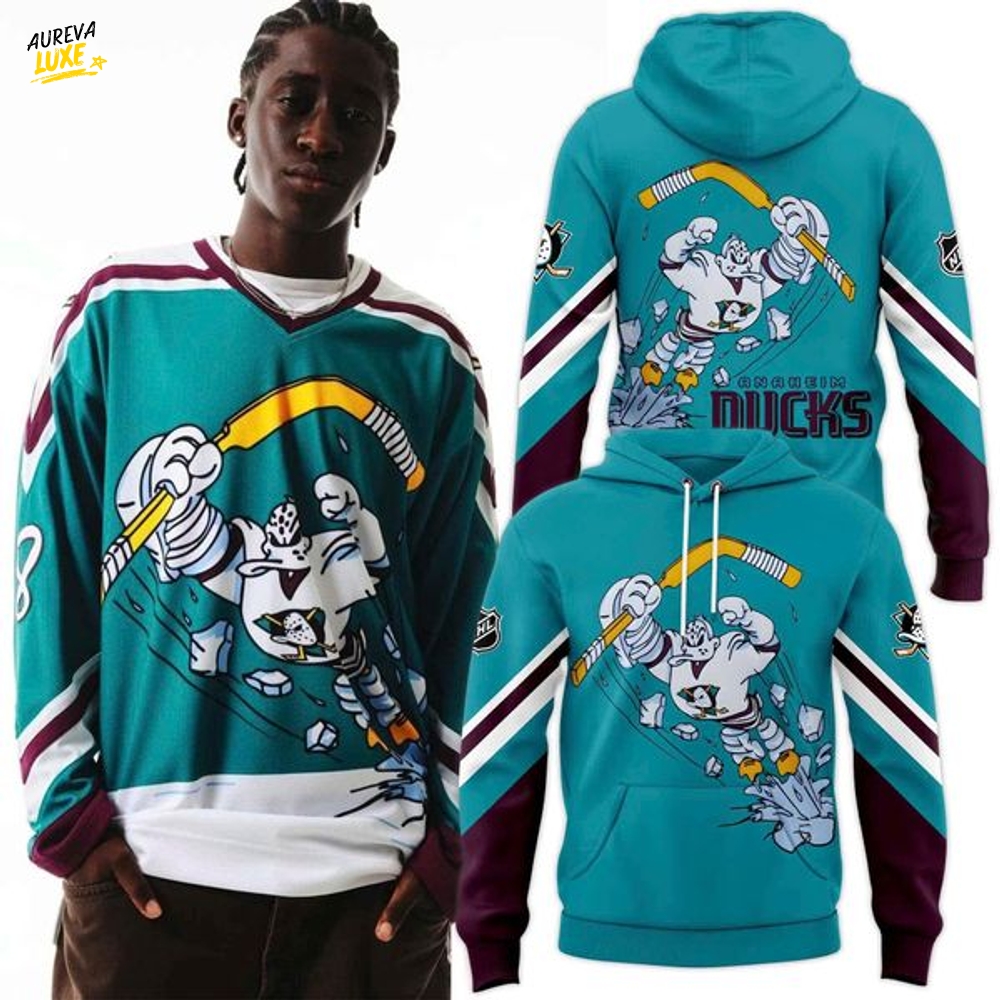 Anaheim Ducks 1995-96 Teal Alternate Power Play Hoodie Anaheim Ducks 1995-96 Teal Alternate Power Play Hoodie