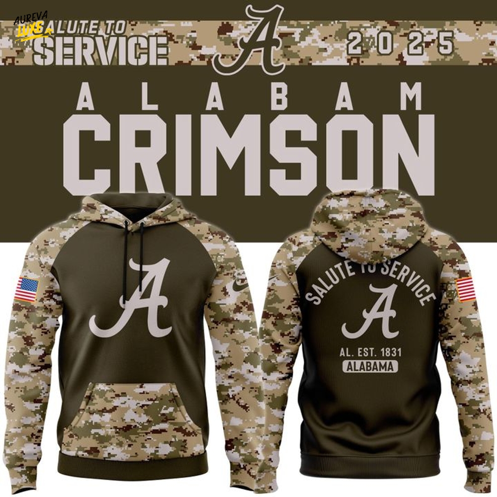 Alabama Crimson Tide Salute To Service Camo Hoodie Alabama Crimson Tide Salute To Service Camo Hoodie