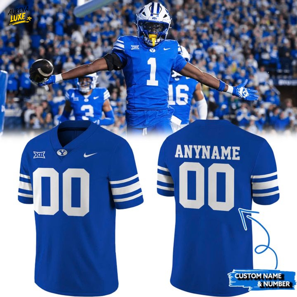 BYU Cougars Woodmark Royal Custom Football Jersey BYU Cougars Woodmark Royal Custom Football Jersey