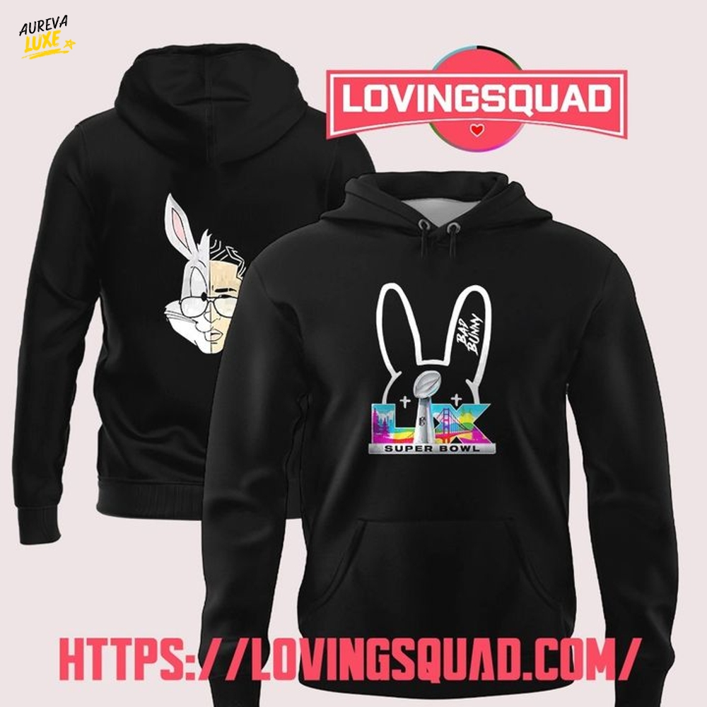 Bad Bunny x Super Bowl LIX 2025 collab logo cartoon Special Hoodie Bad Bunny x Super Bowl LIX 2025 collab logo cartoon Special Hoodie