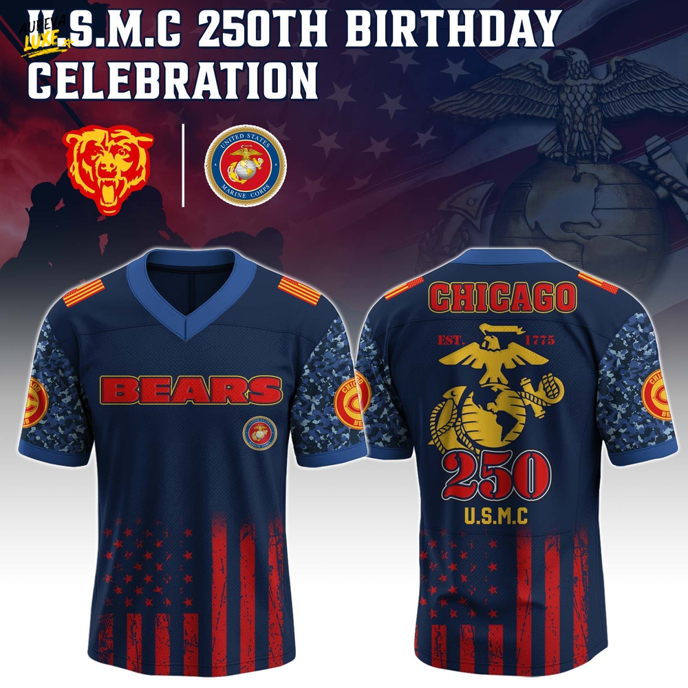 Chicago Bears x USMC 250th Birthday Edition-V-neck Short Sleeve Jersey Chicago Bears x USMC 250th Birthday Edition-V-neck Short Sleeve Jersey