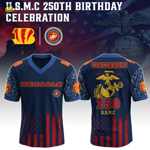 Cincinnati Bengals x USMC 250th Birthday Edition-V-neck Short Sleeve Jersey