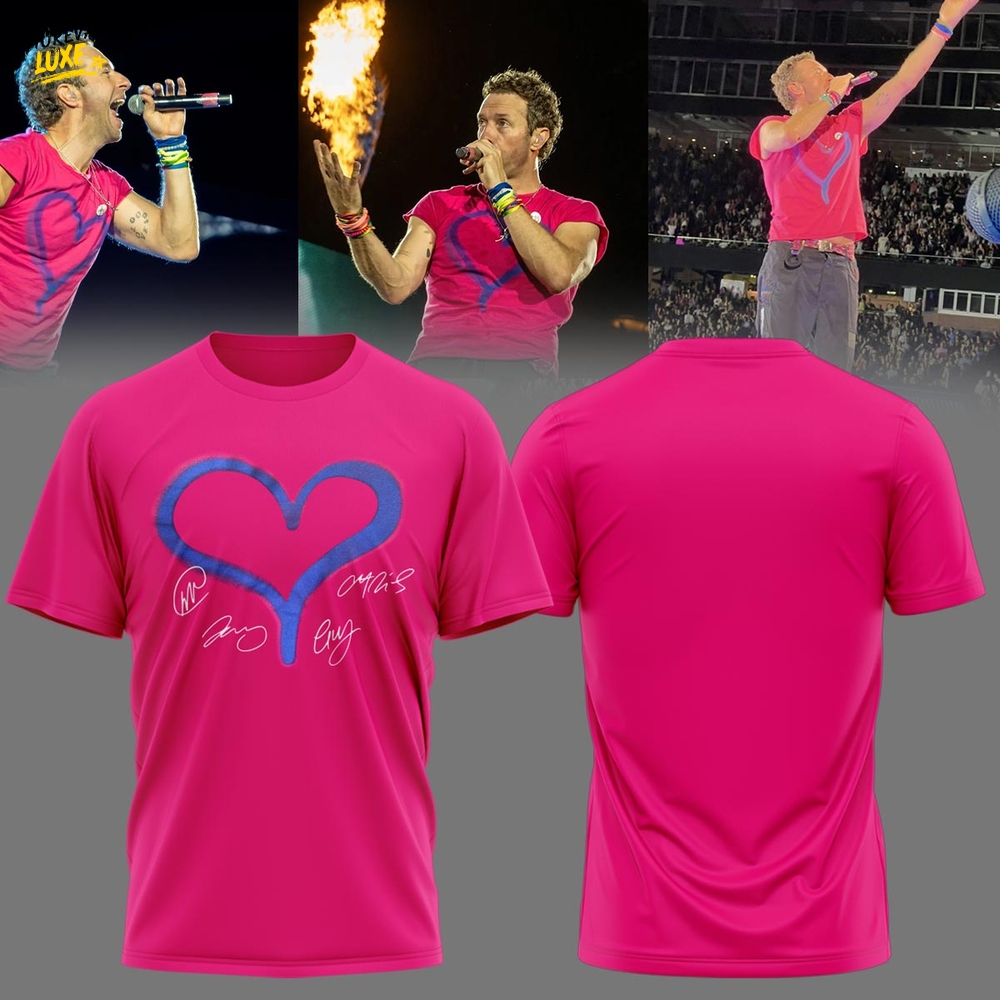 Coldplay Music of the Spheres World Tour Pink Shirt Coldplay Music of the Spheres World Tour Pink Shirt