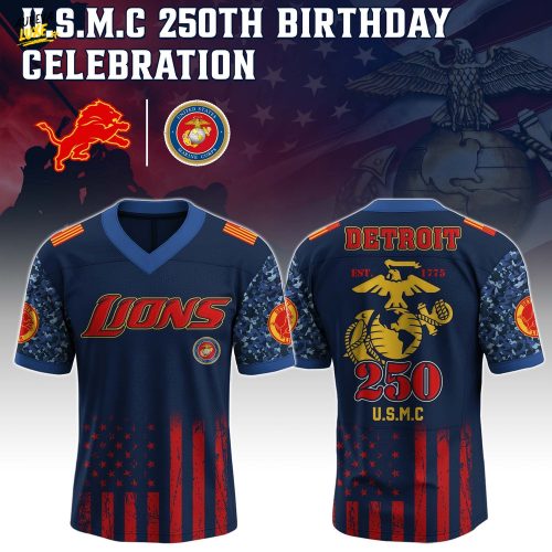 Detroit Lions x USMC 250th Birthday Edition-V-neck Short Sleeve Jersey