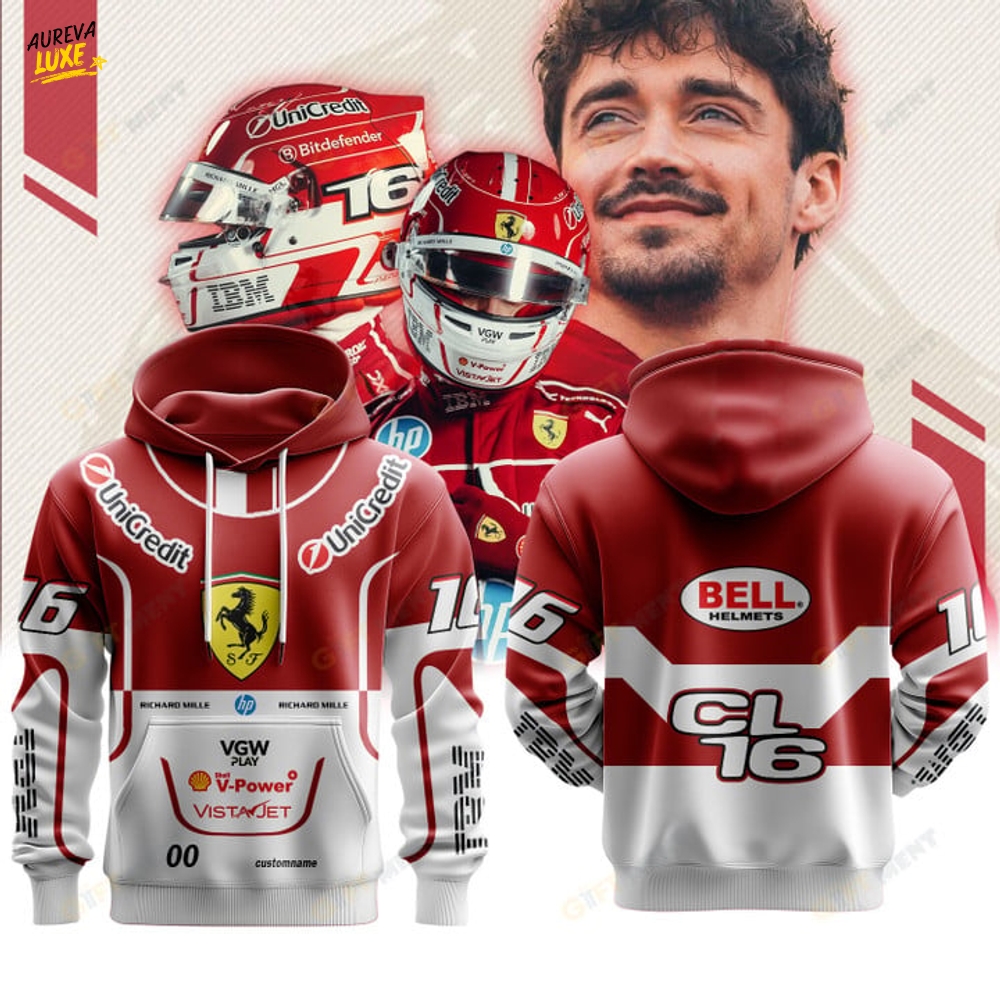 Ferrari Charles Leclerc Premium F1 Helmet Special Hoodie Ferrari Charles Leclerc Premium F1 Helmet Special Hoodie
