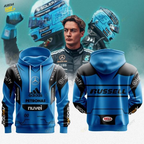 Mercedes George Russell Premium F1 Helmet Special Hoodie