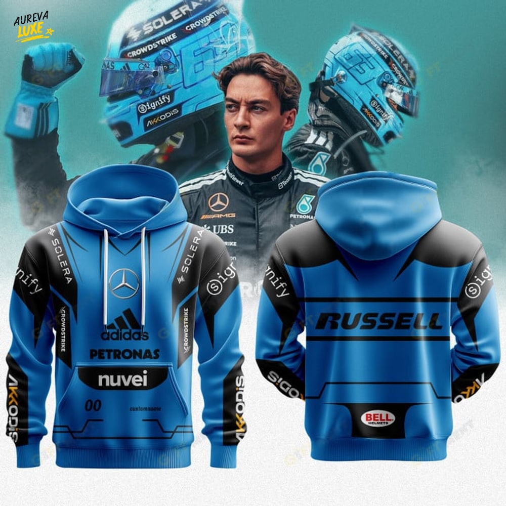 Mercedes George Russell Premium F1 Helmet Special Hoodie Mercedes George Russell Premium F1 Helmet Special Hoodie