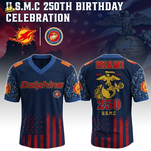 Miami Dolphins x USMC 250th Birthday Edition-V-neck Short Sleeve Jersey