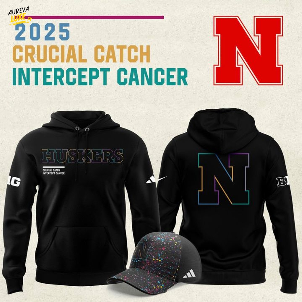Nebraska Cornhuskers x Crucial Catch Intercept Cancer 2025 Special Hoodie Nebraska Cornhuskers x Crucial Catch Intercept Cancer 2025 Special Hoodie