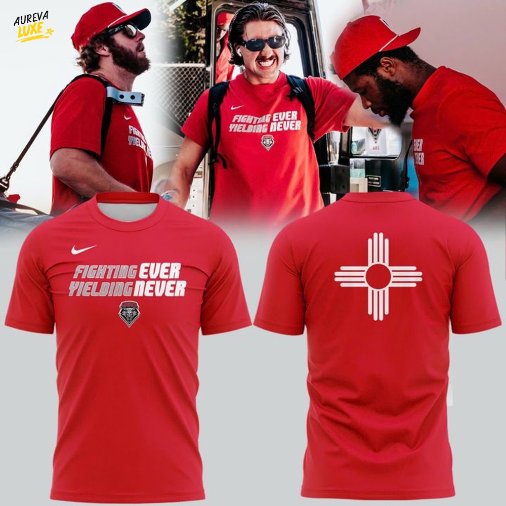 New Mexico Lobos "Fighting Ever Yielding Never" Red T-Shirt New Mexico Lobos "Fighting Ever Yielding Never" Red T-Shirt