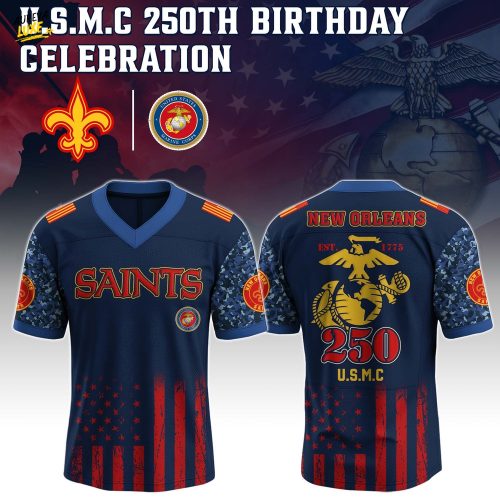 New Orleans Saints x USMC 250th Birthday Edition-V-neck Short Sleeve Jersey