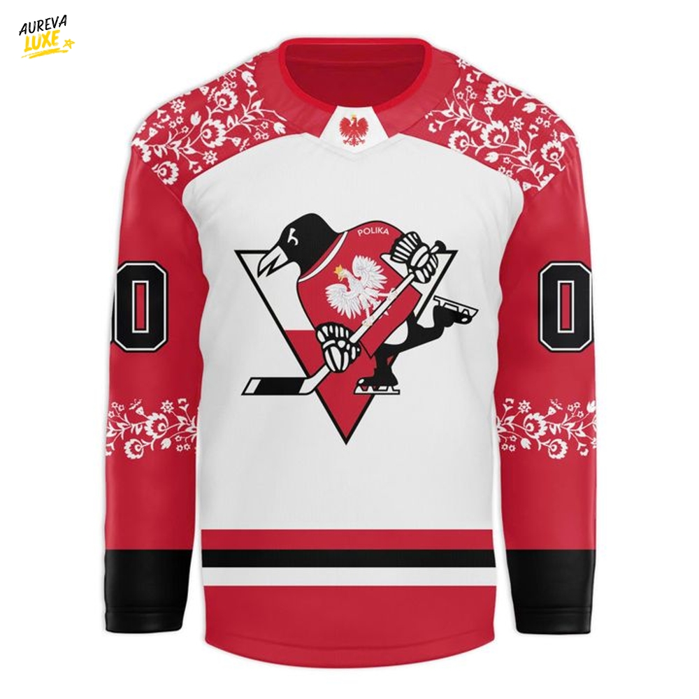 Pittsburgh Penguins x 2025 Polish Heritage Custom Hockey Jersey Pittsburgh Penguins x 2025 Polish Heritage Custom Hockey Jersey