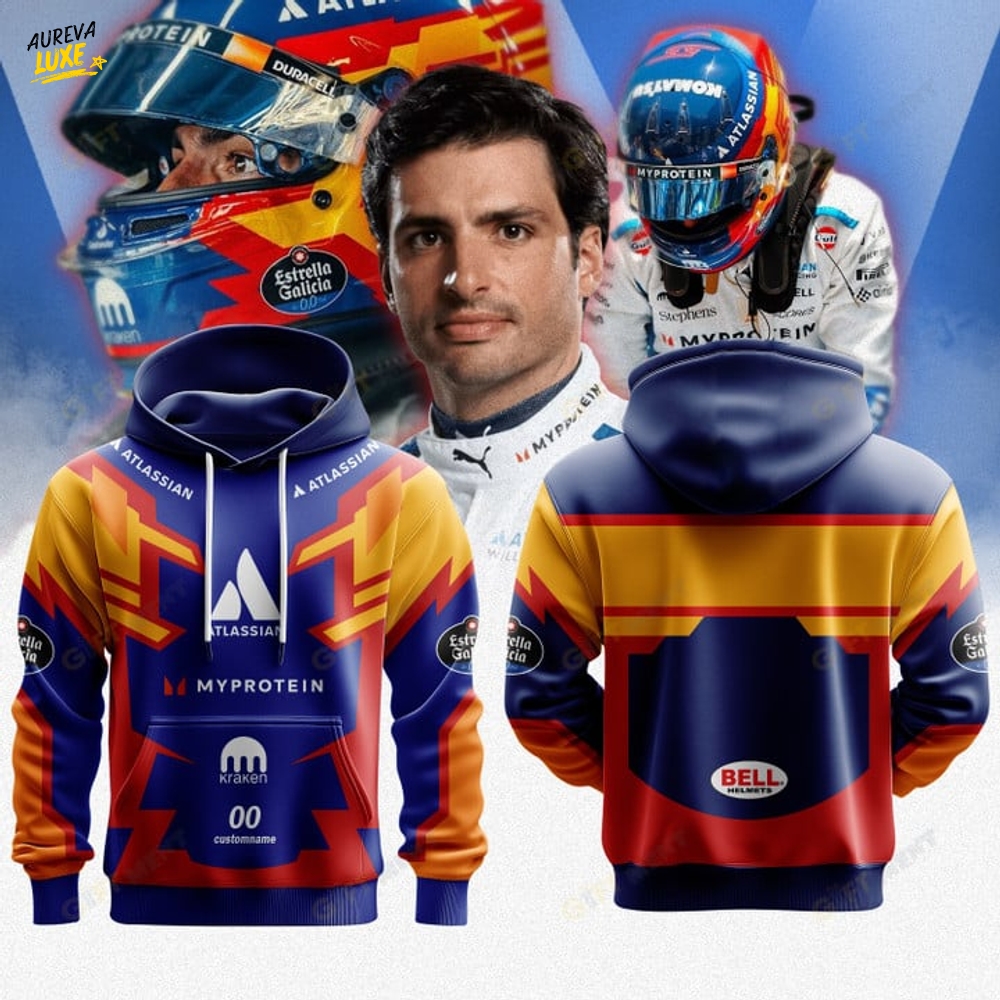 Williams Carlos Sainz Premium F1 Helmet Special Hoodie Williams Carlos Sainz Premium F1 Helmet Special Hoodie