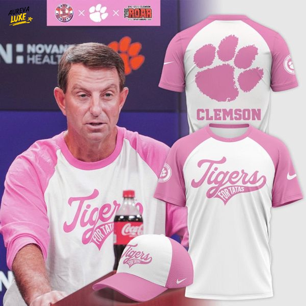 Coach Swinney x Clemson Tigers Football Breast Cancer Awareness 2025 T-shirt Coach Swinney x Clemson Tigers Football Breast Cancer Awareness 2025 T-shirt